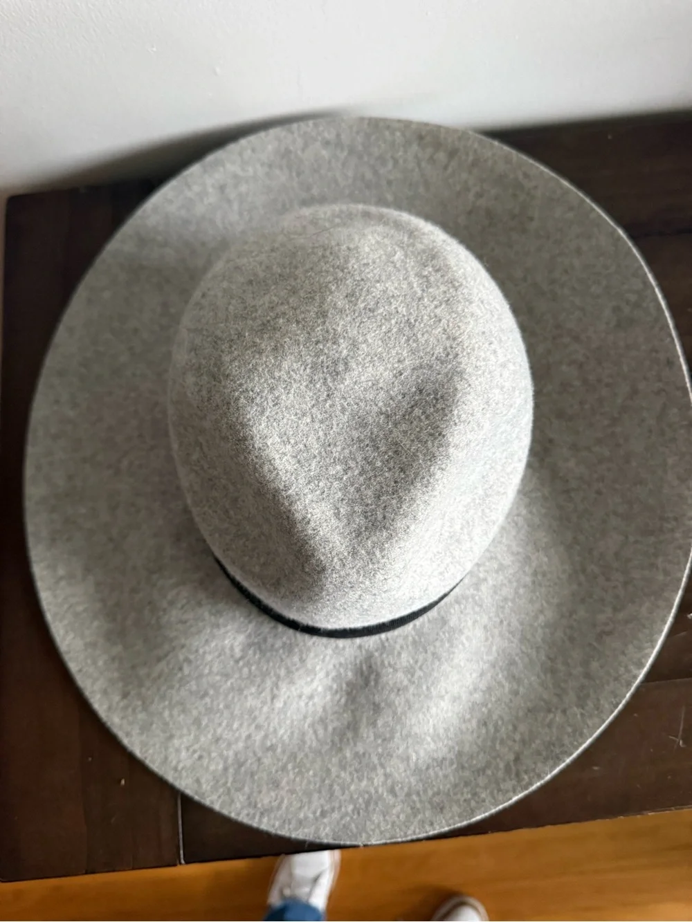 Abercrombie & Fitch 100% Wool Wide Brim Rancher Fedora Hat Gray Black Band XS/S